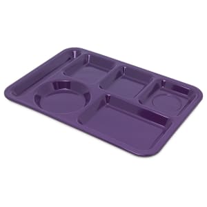 028-4398087 Melamine Rectangular Tray w/ (6) Compartments, 14" x 10", Purple