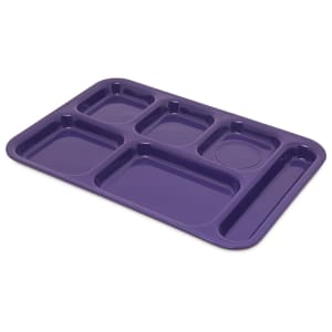028-4398887 Melamine Rectangular Tray w/ (6) Compartments, 14 1/2" x 10", Purple