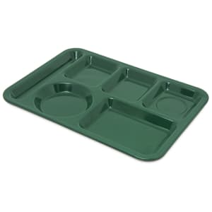 028-4398008 Melamine Rectangular Tray w/ (6) Compartments, 14" x 10", Forest Green