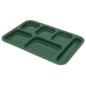 028-4398808 Melamine Rectangular Tray w/ (6) Compartments, 14 1/2" x 10", Forest Green