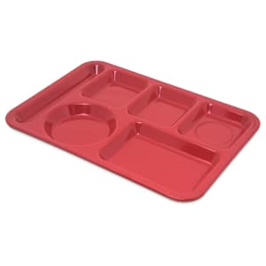 028-4398005 Melamine Rectangular Tray w/ (6) Compartments, 14" x 10", Red