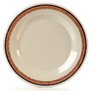 028-43011908 10 1/2" Round Melamine Dinner Plate, Sierra Sand on Sand