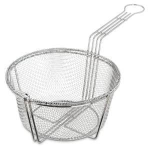 028-601000 Fryer Basket w/ Uncoated Handle & Front Hook, 8 3/4" Round x 4 3/4"