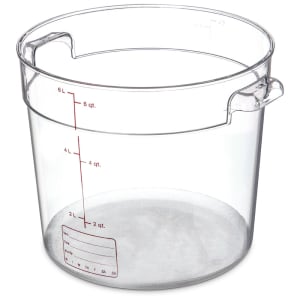 028-1076507 6 qt Round Food Storage Container - Stackable, Clear