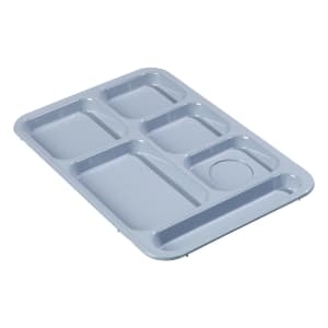 028-614R59 Plastic Rectangular Tray w/ (6) Compartments, 14 3/8" x 10", Slate Blue