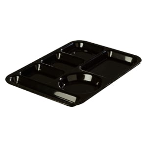 028-61403 Plastic Rectangular Tray w/ (6) Compartments, 13 7/8" x 9 7/8", Black