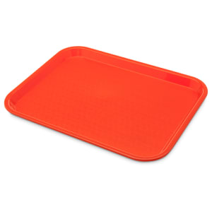 028-CT1014OR Plastic Cafeteria Tray - 13 4/5"L x 10 3/4"W, Orange