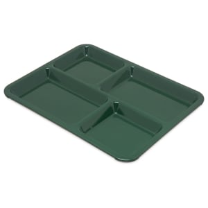 028-KL44408 Melamine Rectangular Tray w/ (4) Compartments, 11" x 8 1/2", Forest Green