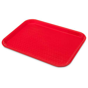 028-CT1014R Plastic Cafeteria Tray - 13 4/5"L x 10 3/4"W, Red