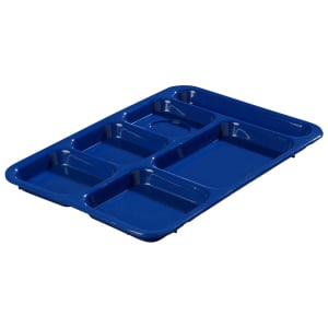 028-P614R14 Plastic Rectangular Tray w/ (6) Compartments, 14 3/8" x 10" Blue