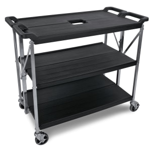 028-SBC2031BK 3 Level Polymer Utility Cart w/ 350 lb Capacity, Flat Ledges