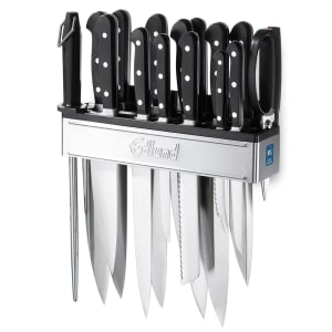 Restaurantware Sensei 4.3 x 8.8 Inch Round Knife Block, 1 Round Slotted  Knife Holder - Soft Touch, Holds 9 Knives, Black Plastic Universal Knife