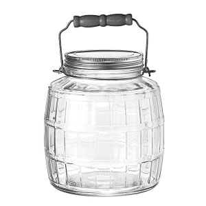 075-85728 1 gal Square Barrel Jar w/ Handle & Brushed Aluminum Lid