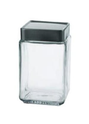 075-85754 1 1/2 qt Square Stackable Jar w/ Brushed Aluminum Lid