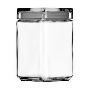 075-85588R 1 1/2 qt Stackable Square Storage Jar w/ Glass Lid