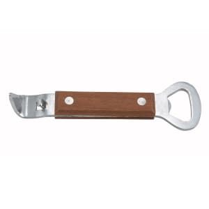 080-CO303 7" Bottle Opener/Can Punch, Stainless w/ Wooden Handle