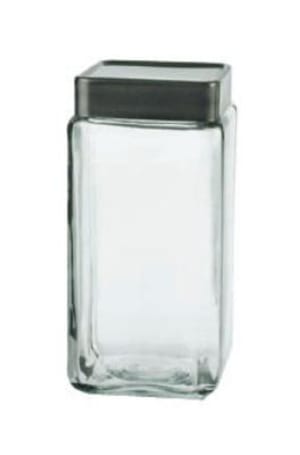 075-85755 2 qt Square Stackable Jar w/ Brushed Aluminum Lid