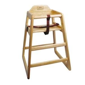 080-CHH101 29 3/4" Stackable Wood High Chair w/ Waist Strap, Natural