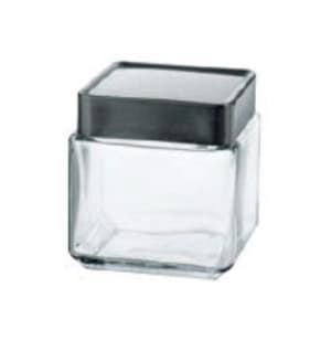 075-85753 1 qt Square Stackable Jar w/ Brushed Aluminum Lid