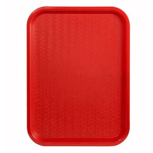 080-FFT1418R Plastic Fast Food Tray - 18"L x 14"W, Red
