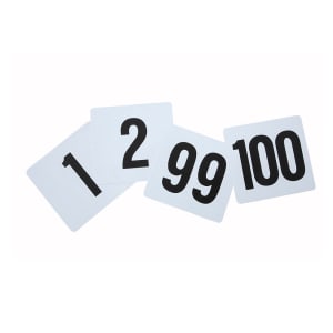 080-TBN100 Tabletop Number Cards - #1 100, 4" x 3 3/4", White/Black
