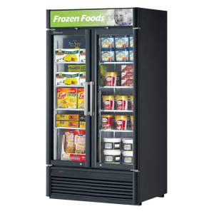 083-TGF35SDN 39 1/2" Two Section Display Freezer w/ Swing Doors - Bottom Mount Compressor, Black, 115v