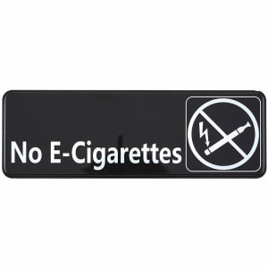 080-SGN335 No E-Cigarettes Sign - 3" x 9", White on Black