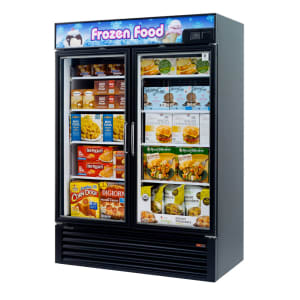 083-TGF49FBN 54 3/8" Two Section Display Freezer w/ Swing Doors - Bottom Mount Compressor, Black, 115v