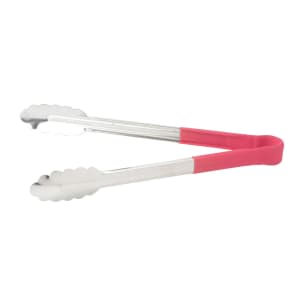 080-UTPH12R 12"L Stainless Utility Tongs, Red
