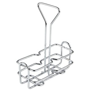 080-WH3 2 Compartment Rectangular Condiment Caddy - Chrome Plated Wire
