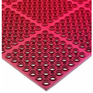 094-KM2200B Rubber Kitchen Mat, Anti-Slip, Grease Proof, 3' x 5', Bagged, Red