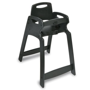 107-KB83302 29 1/2" Stackable Plastic High Chair w/ Waist Strap, Black