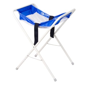 107-KB11599 30" Folding Infant Seat Carrier w/ Safety Strap - Steel, White/Blue