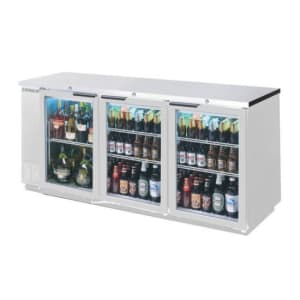 118-BB94HC1GS 95" Bar Refrigerator - 3 Swinging Glass Doors, Stainless, 115v