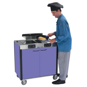 121-2075PURP 40 1/2" High Mobile Cooking Cart w/ 2 Induction Stove, Purple
