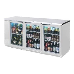 118-BB72HC1GS 72" Bar Refrigerator - 3 Swinging Glass Doors, Stainless, 115v