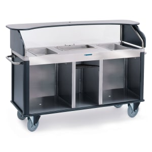 121-68210BLK Kiosk Type Food Cart w/ Enclosed Cabinet, 77 1/4"L x 28 1/4"W x 52 1/2&quo...