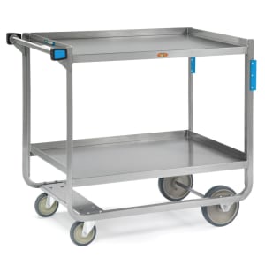 121-947 2 Level Stainless Utility Cart w/ 1000 lb Capacity, Raised Ledges
