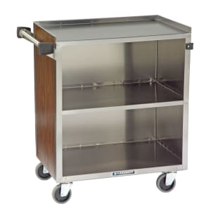 121-622 30 3/4"L Metal Bus Cart w/ (3) Levels, Shelves, Stainless