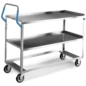 121-6830 2 Level Stainless Utility Cart w/ 500 lb Capacity, Raised Ledges