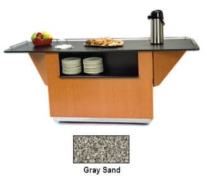 121-6855GRSAN 99" Breakout Mobile Serving Counter w/ Shelves & Laminate Top, Gray Sand