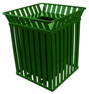 125-M3601SQFTGN 40 Gallon Outdoor Square Trash Can w/ Anchor Kit, Green