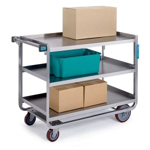 121-954 3 Level Stainless Utility Cart w/ 1000 lb Capacity, Raised Ledges