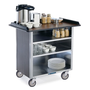 121-678 40 3/4" Stainless Beverage Service Cart, 24"D x 38 5/16"H - Mahogany