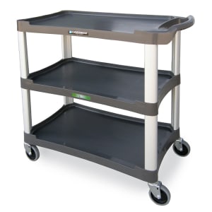 121-2503 3 Shelf Utility Cart w/ Push Handles, 300 lb Capacity, Charcoal