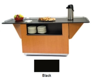 121-6855BLK 99" Breakout Mobile Serving Counter w/ Shelves & Laminate Top, Black