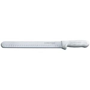 135-13473 SANI-SAFE® 12" Roast Slicer w/ Polypropylene White Handle, Carbon Steel