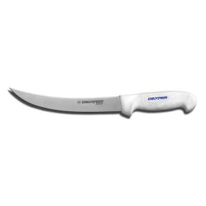 135-24053 8" Cimeter Steak Knife w/ Soft White Rubber Handle, Carbon Steel