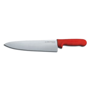 135-12433R SANI-SAFE® 10" Chef's Knife w/ Polypropylene Red Handle, Carbon Steel