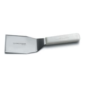 135-16433 SANI-SAFE® 4"x3" Hamburger Turner w/ Polypropylene White Handle, Stainless Steel